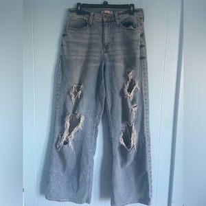 SO ripped wide leg medium wash jeans, size 11/30w